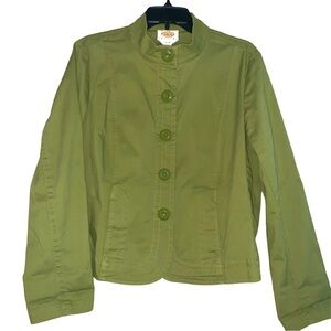 Talbots Mossy Green Cropped Military Jacket Size 16P